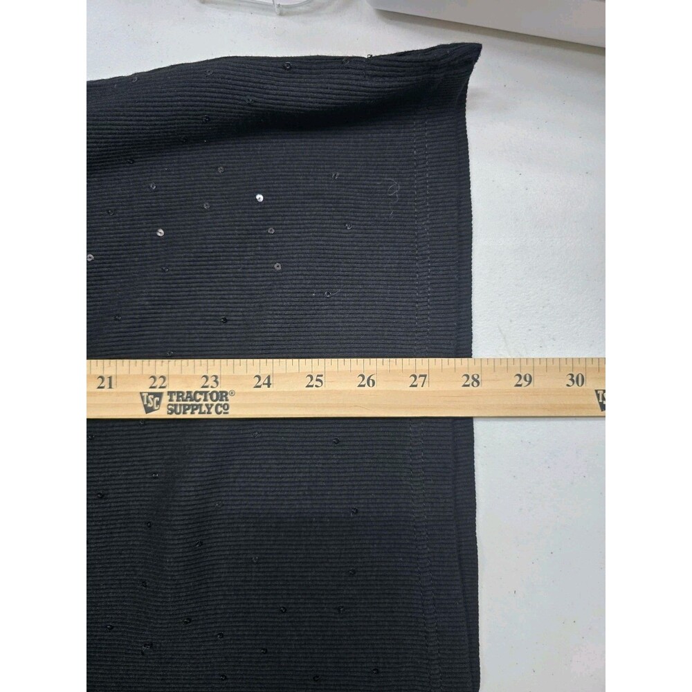 NWOT Quacker Factory Womens Shirt 1X Black 3/4 Sleeve Sequins Ribbed 100% Cotton - Picture 7 of 8